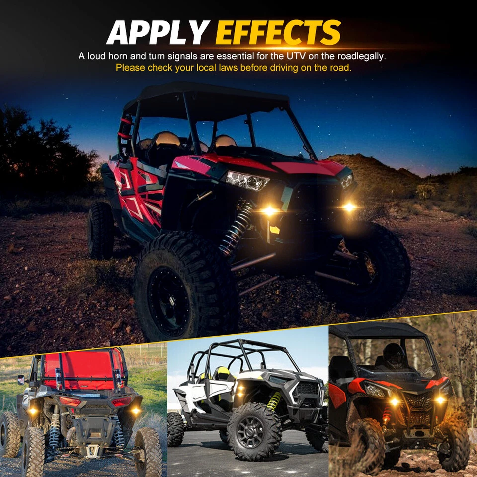 Rear Side Mirrors w/Amber LED Lights UTV Turn Signal Horn Kit For Polaris RZR XP - Image 2 of 4