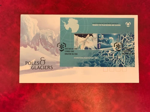 AAT AUSTRALIAN ANTARCTIC 2009 FDC POLES & GLACIERS SNOW PETREL MINISHEET