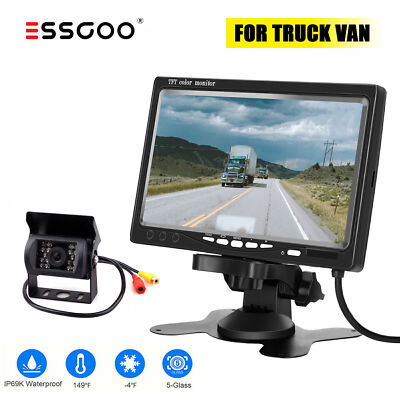 ESSGOO 18LED Rückfahrkamera mit 10M Kabel + 7'' Auto LCD Monitor für RV LKW Bus