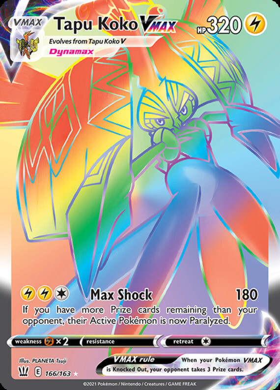Tapu Koko VMAX - 166/163 - Secret Rare Pokemon Lightly Played Battle Styles