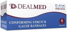 Dealmed 6" Conforming Stretch Gauze Bandages 6" x 4.1 Yards Stretched - 6 Count