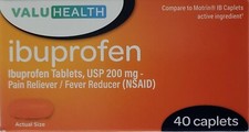 Ibuprofen 200 mg Pain Relief Fever Reducer 40 Caplets