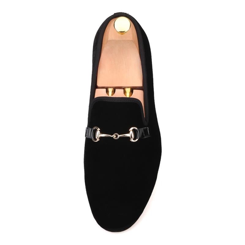 PANTOFOLA D’ORO Mocassini Pantofole Ferucci Uomo Velluto Nero Fatte a Mano con Cavallo Oro