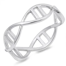 .925 Sterling Silver DNA Double Helix Twist Wave Fashion Ring Size 4 to 10 NEW