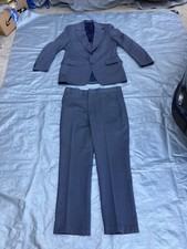 Vintage 2 Pcs 60  s 70  s Leisure Men  s Suit Polyester Jacket Pants 38  x29  