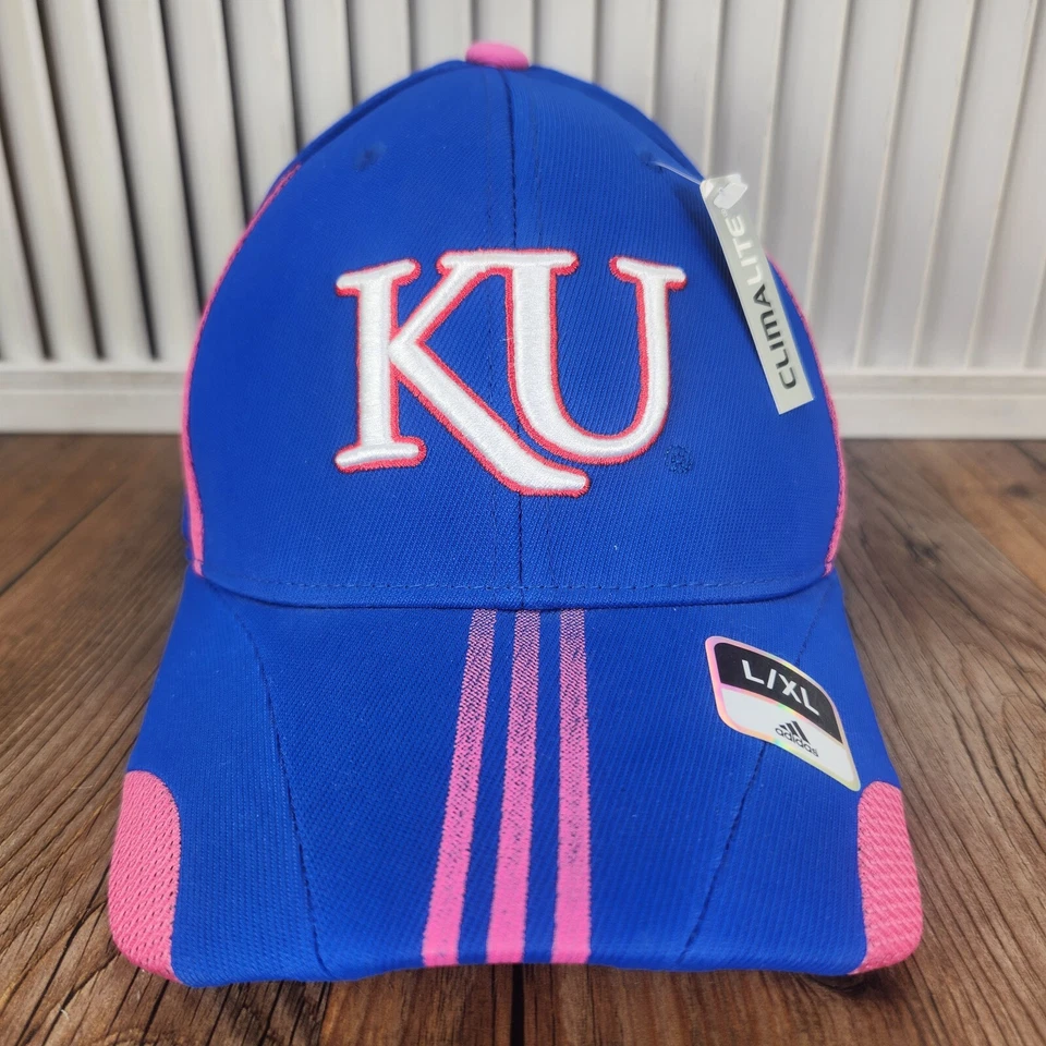 Adidas KU Канзас NCAA ClimaLite резинке размер L/XL шляпа крышка синий розовый BCA NCAA женщин - Изображение 2 из 4