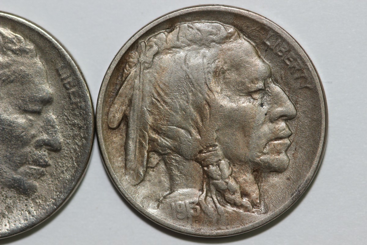 ワンドロップ　マンティス　ニッケル 1913-P T1 (XF) & 1913-P T2 (XF) Buffalo or Indian Head