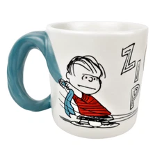 Hallmark Peanuts Linus and Snoopy Dimensional Blue Blanket Handle Mug 17 oz.