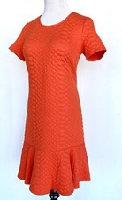 sharagano orange textured print Ruffle Hem dress Retails $99 Price $46 Size 4