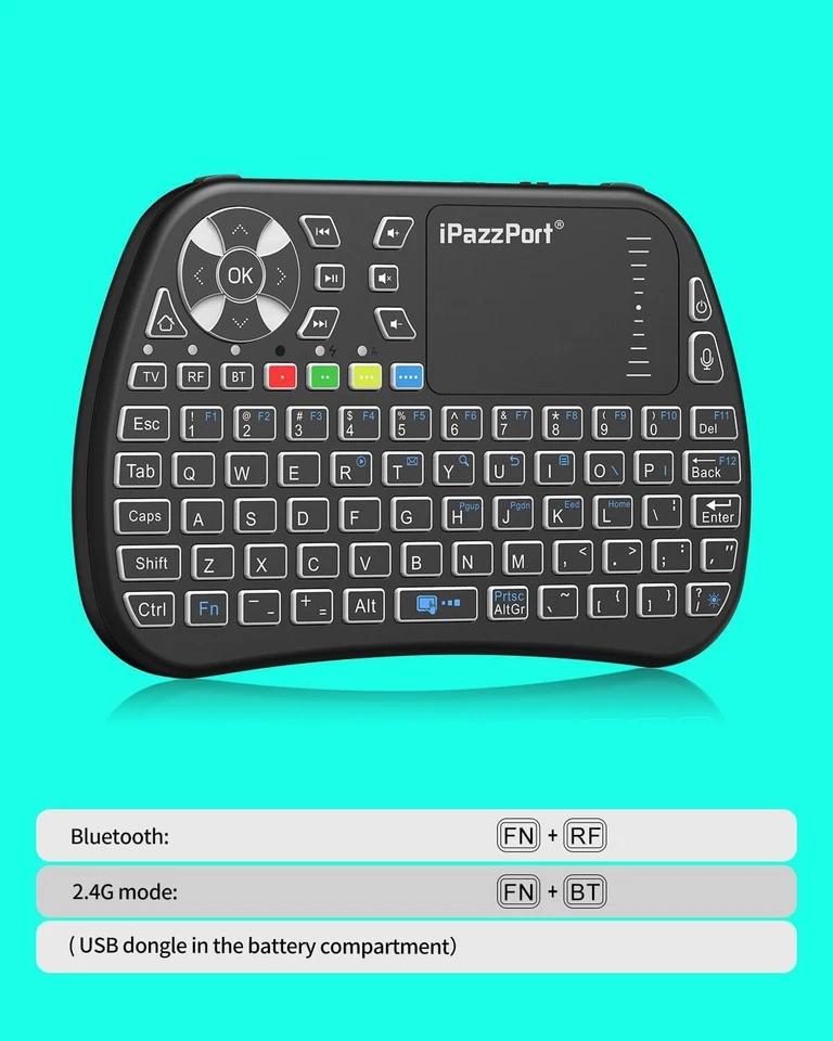 iPazzPort: 2.4G/Bluetooth mini keyboard with touchpad, IR learning, RGB backlit - Image 2 of 4