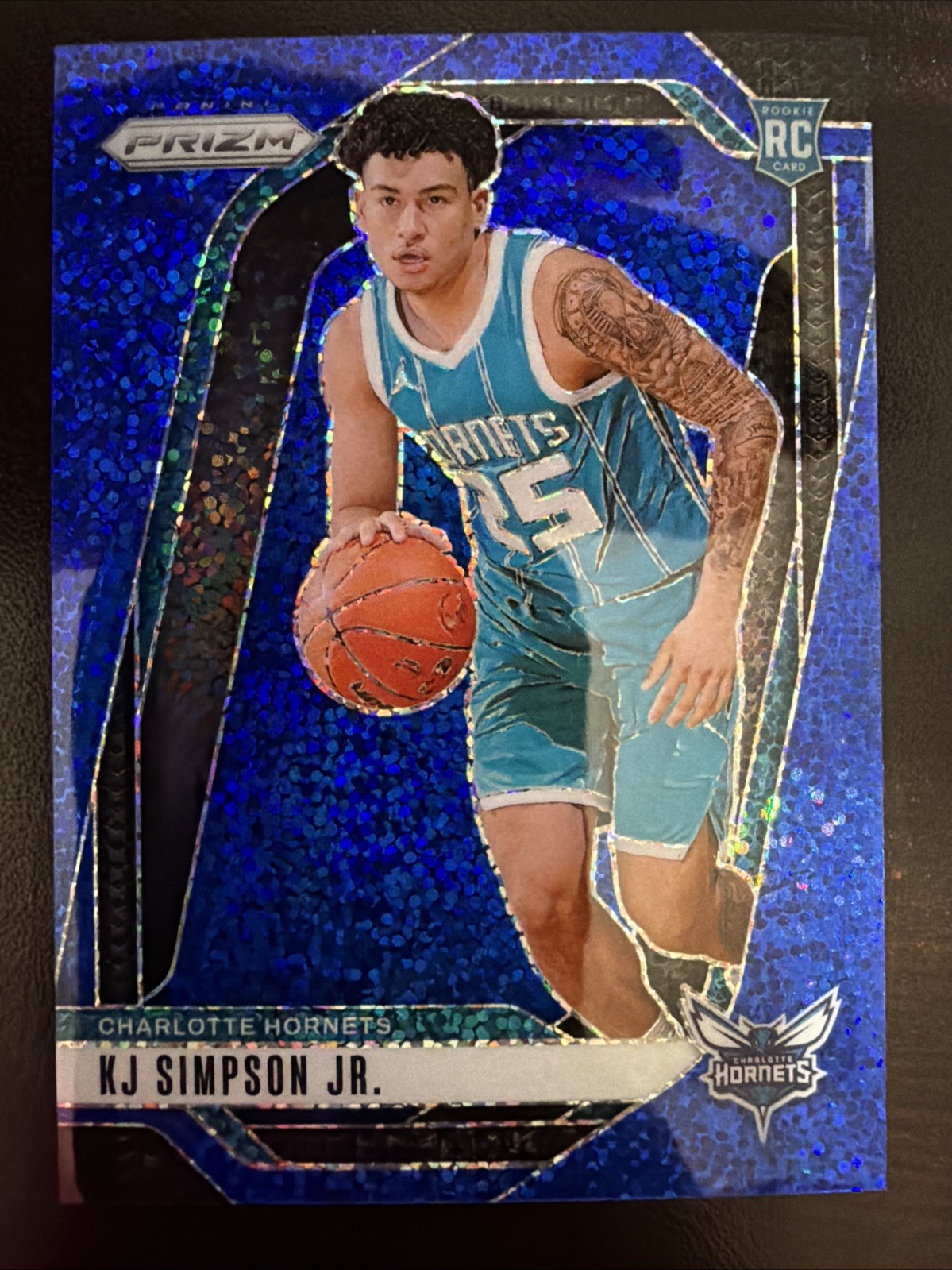 2024-25 Panini Prizm Blue Sparkle #247 KJ Simpson Jr. RC ROOKIE HORNETS /144