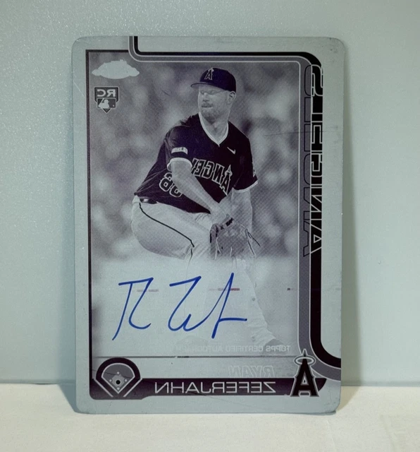 2025 Topps Chrome Ryan Zeferjahn RC Auto 1/1 Print Plate Angels MLB