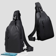 Men's USB Charging Crossbody Chest Bag Spacious Water-Resistant Travel Sling Bag