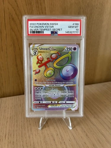 Unown Vstar 199/195 Rainbow Rare Silver Tempest PSA 10 Pokemon TCG Gem Mint
