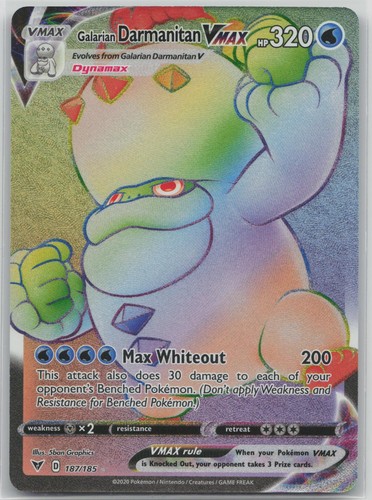 Galarian Darmanitan VMAX 187/185 Rainbow Rare Vivid Voltage Pokemon Holo NM