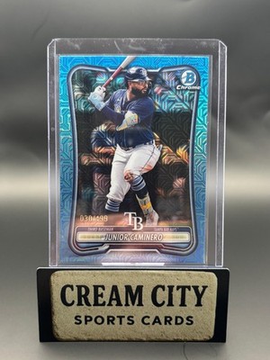 2026 Bowman Mega Box Junior Caminero Chrome Sky Blue Mojo /499 #59 Rays