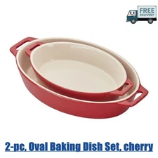 2-pc, Oval Baking Dish Set, cherry