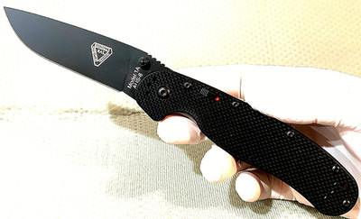 Ontario RAT 1 A/O (BLACK) AUS-8 *Black Blade* Dual Thumb Knife 8871