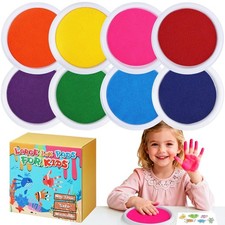 Washable Ink Pads Kids 7 Inch 8 Colors Handprint Footprint Stamp Set Card Making