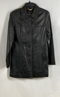 Vintage Y2K Wilsons Leather Women's Pelle Studio Black Car Coat Jacket NWT L