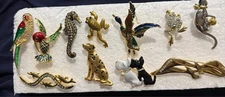 Pins Brooches Cat Dog Birds Dolphins Frogs Sea Horse Parrot VNTG Your Choice