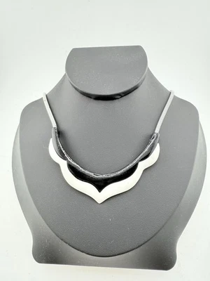 Retro 80s Black & White Choker Statement Womens Some Light Color Enamel Loss - Image 1 of 4