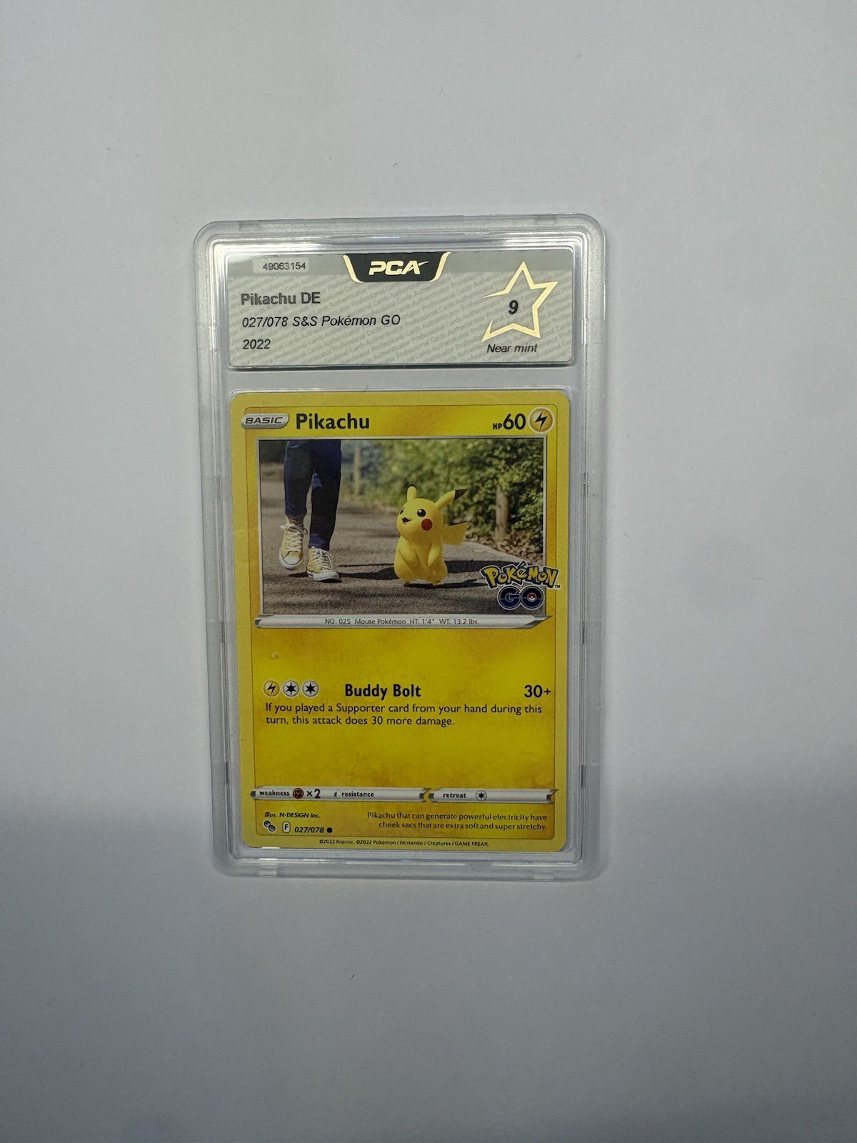 Pokemon Pikachu 027/078 - Pokémon Go - Common Near Mint PCA 9 Psa DEutsch S&S