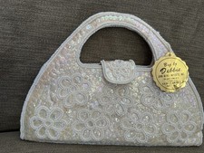 Vintage White Cream Beaded Sequined John Wind Bag Purse Japan Bags by Debbie
