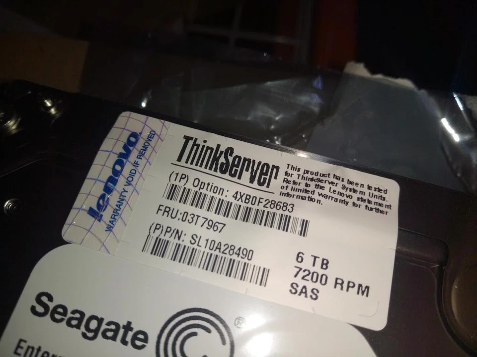 Lenovo 03T7967 6TB 4XB0F28683 ThinkServer 12Gb/s SAS 7.2K 3.5'' Hard Drive HDD - Image 3 of 3