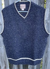 Vintage Woolrich Mens Wool Blend Confetti Navy-Grayish Vest Size L Made In USA