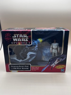 NEW STAR WARS 1999 EPISODE I 1 GUNGAN SCOUT SUB OBI-WAN KENOBI FIGURE SEALED