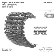 1/35 Tiger I Tank Mid Production Workable Tracks 3d Resin Printed Set No Glue