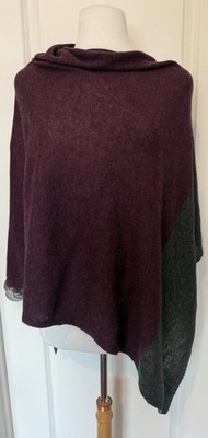 Celeste Gray/ Burgundy Wool/ Cashmere Poncho/ Cape Sweater~ One Size~Beautiful