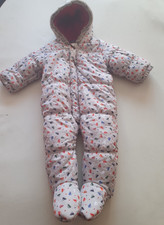 NEXT Boys Grey Pram Suit With Car Theme Age 9-12 Months Fur Lined
