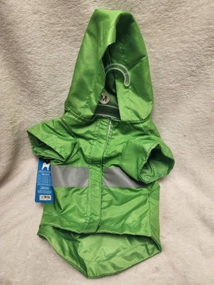 AKC Green Hooded Raincoat Style Pet Jacket Medium
