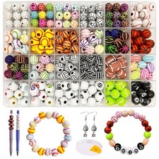 406 Pcs Sports Ball Beads for Jewelry Making, Baseball Small, Mixed ball
