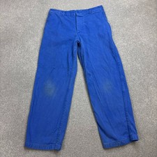 VINTAGE French Trousers Adult 29x26 Blue Workwear Chore Canvas Utility Mens