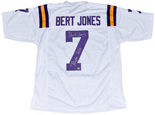 BERT JONES AUTOGRAPHED LSU TIGERS #7 WHITE JERSEY BECKETT W/ RUSTON RIFLE