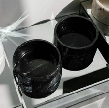 Noir Bowl Marble Modern Luxury Dog/Cat Bowl Handcrafted Natural / Set Of 2