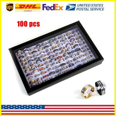 100pcs Mixed Rings Wholesale Lot Bulk Finger Band Rings for Men Women Jewelry US
