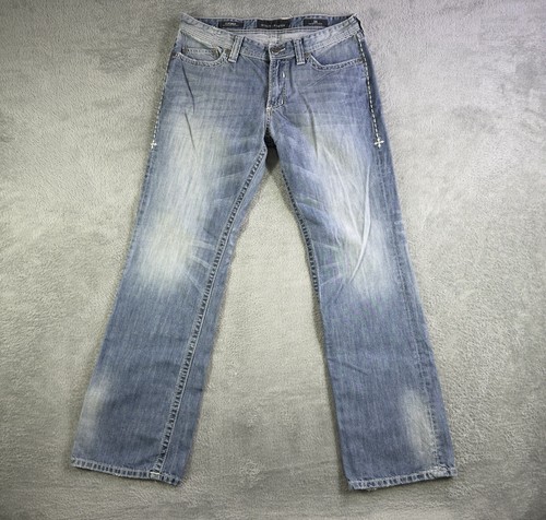 Affliction Black Premium Jeans Mens 34 Blue Cooper Relaxed Boot Low Rise Denim