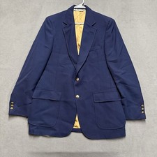 Vintage IZOD LACOSTE Blazer Men 40L Navy Gold Buttons Wool 1/2 Lined Made In USA