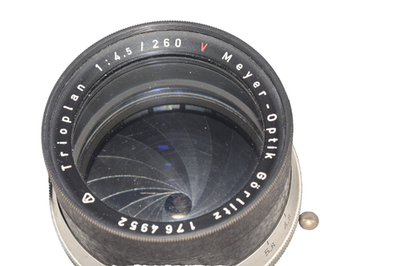Meyer-Optik Trioplan V 30mm L39マウント改 Meyer Optik Gorlitz Trioplan 260mm F=4.5 Red V Lens w/Shade Hood