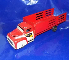Vintage Wyandotte Red & White Pressed Steel Stake Truck - 16"