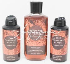 Bath  Body Works Men's Mahogany Woods Men's Body Spray Cologne Shower Gel 3pc