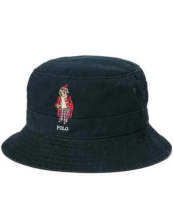 Polo Ralph Lauren Winter Polo Bear Black Bucket Hat Size L/XL New