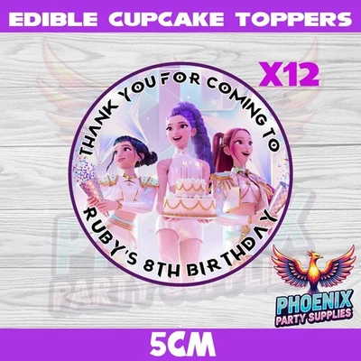 x12 EDIBLE KPOP DEMON HUNTERS CUPCAKE TOPPERS CAKE CHARMS BIRTHDAY PARTY