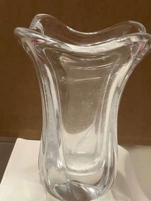Vintage DAUM / France Clear Crystal Free - Form Vase Wavy Scalloped Rim