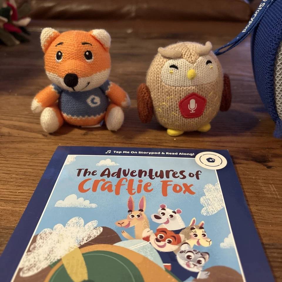 Storypod P0001 Learning-First Sistema de reproducción de audio azul con cable de zorro y búho, libro Foto 4 de 4