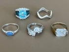Sterling Silver LOT Vintage Rings 23.33 GRAMS Cocktail Statement Crystal 132